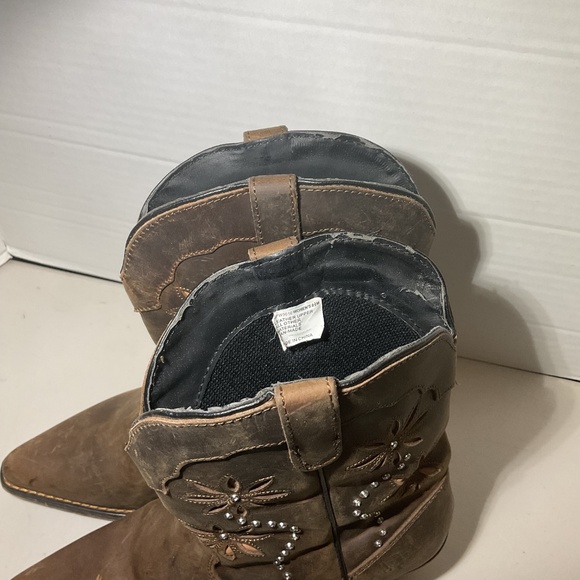 Santa Fe Boot Co Brown Leather Floral Jeweled Cowboy Western Boots Size 8.5 - Picture 5 of 12